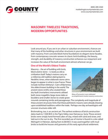 Whitepaper: Masonry Timeless Traditions, Modern Opportunities